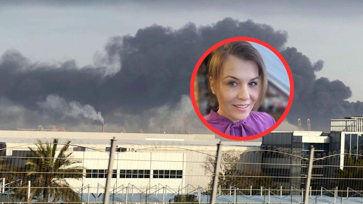 Na zdjęciu: radna Agnieszka Cierach. W tle lotnisko w ZEA