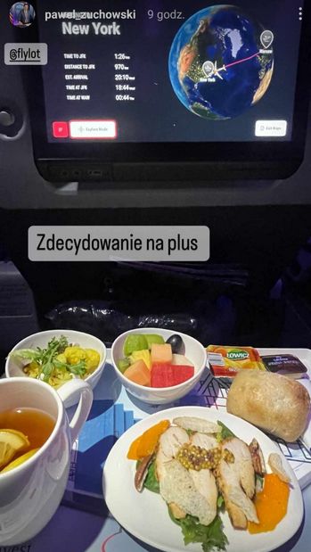 Jedzenie w trakcie lotu do Nowego Jorku