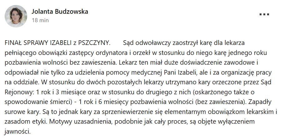 Wpis mec. Budzyńskiej