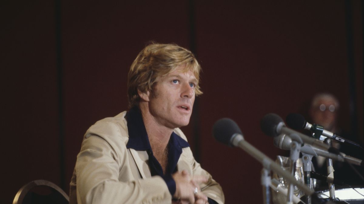 American actor Robert Redford holding a press conference in Columbus, Ohio, May 14th 1979. He is in Ohio to film the prison drama 'Brubaker'. (Photo by UPI/Bettmann Archive/Getty Images)