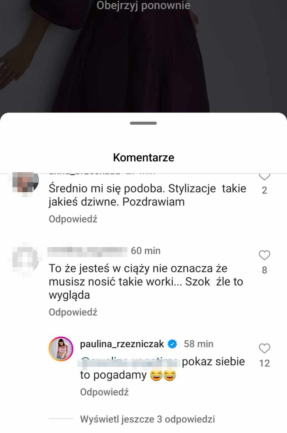 Komentarze pod nagraniem Pauliny Rzeźniczak