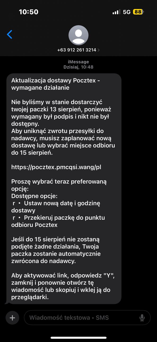 Fałszywy SMS