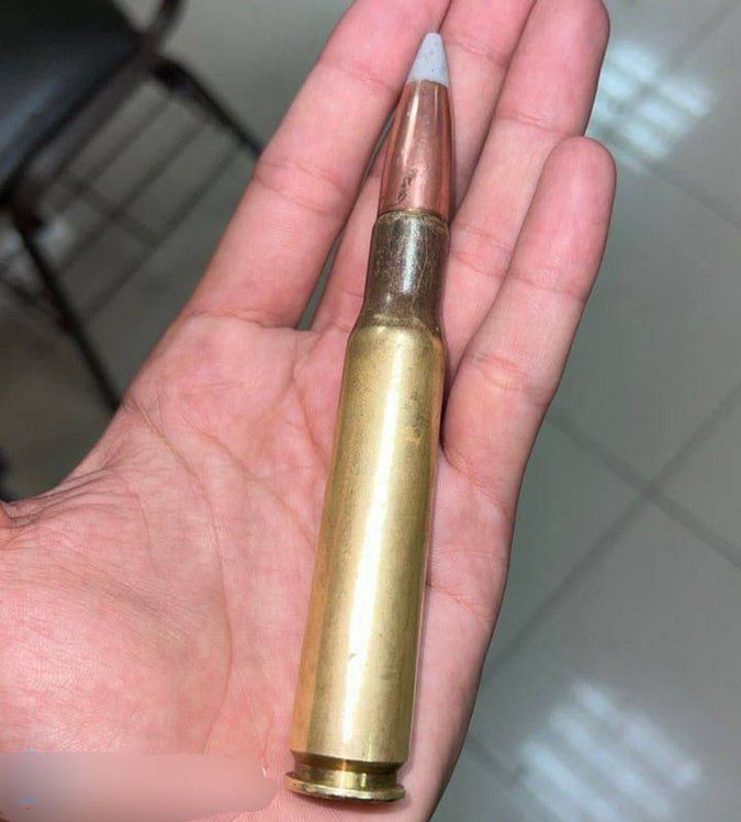 The unshot bullet shown as evidence of the hospital in the Gaza Strip being fired upon by Israeli snipers.