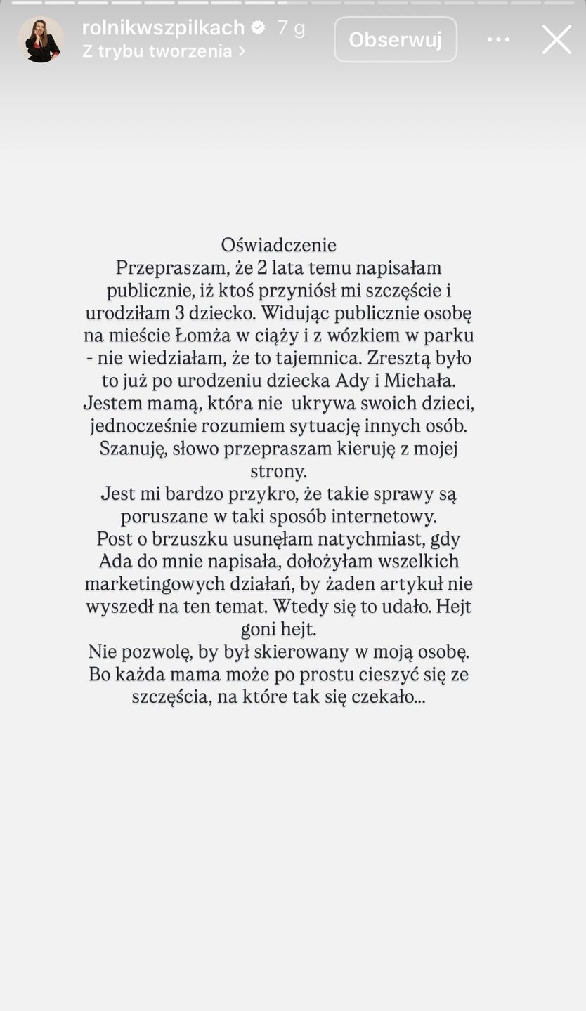 Oświadczenie Małgorzaty 