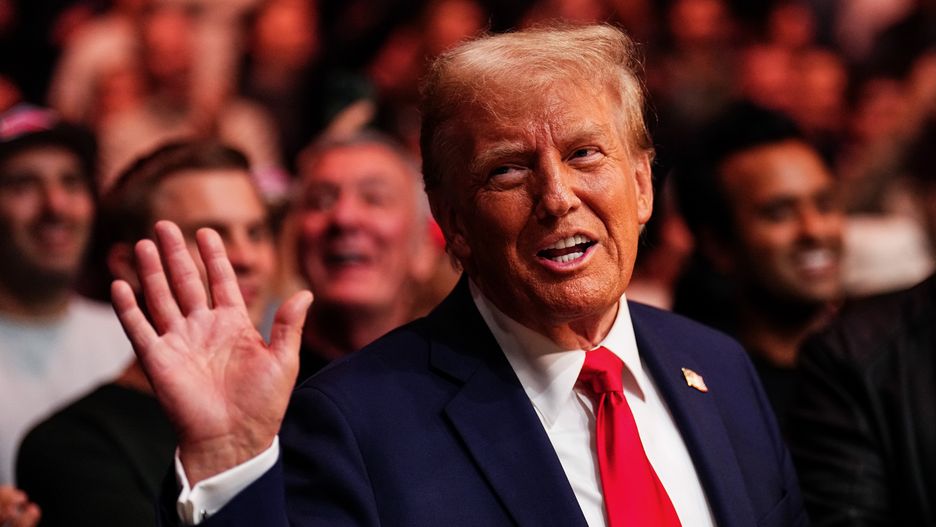 NEW YORK, NEW YORK - NOVEMBER 16: President-elect Donald Trump looks on during the UFC 309 event at Madison Square Garden on November 16, 2024 in New York City. (Photo by Chris Unger/Zuffa LLC)