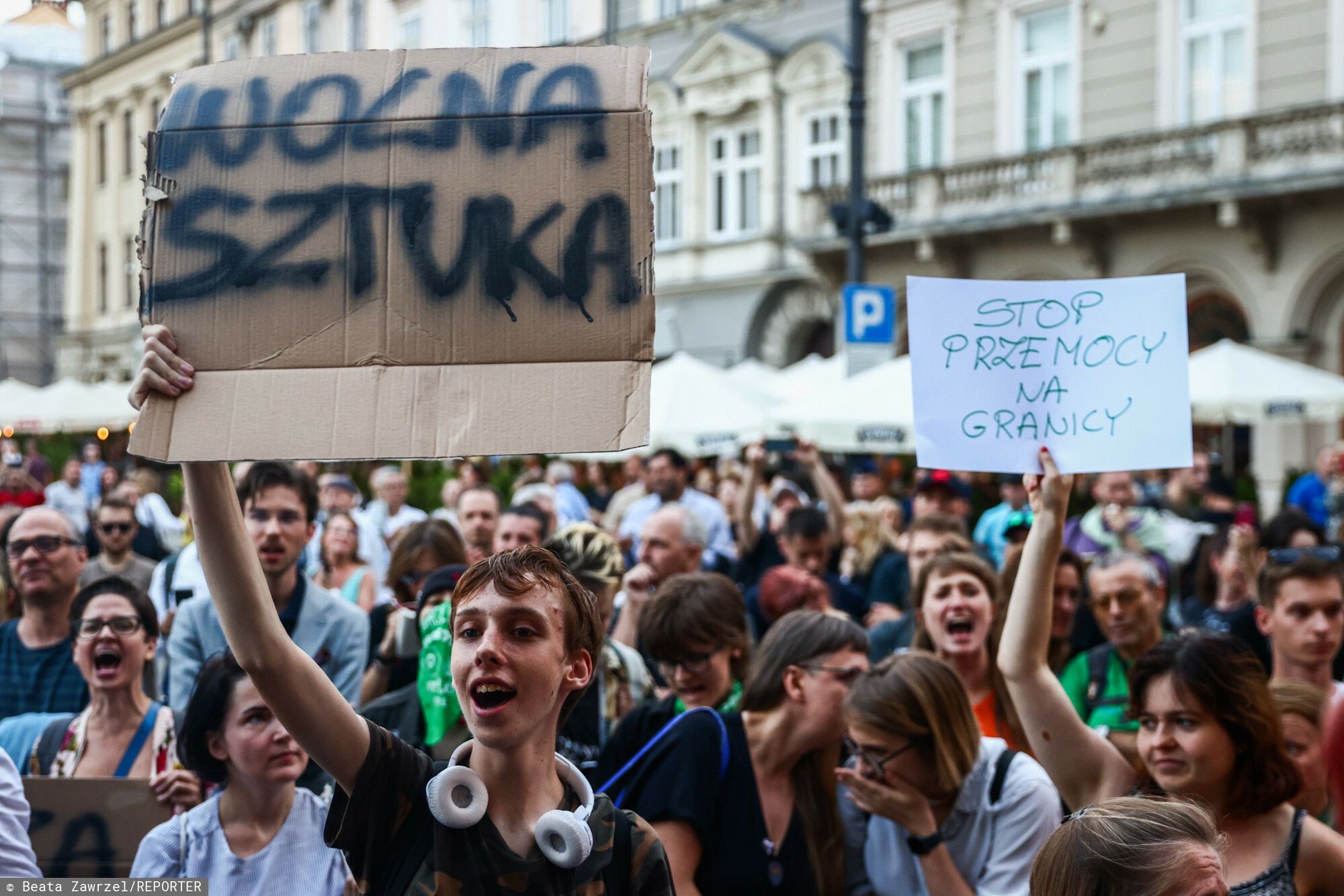 Protest przeciwko filmowi "Zielona granica" 
