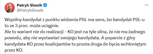 Wpis Patryka Słowika