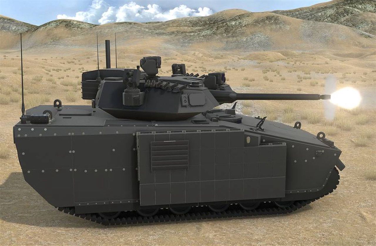 Bwp BAE Systems będzie armata automatyczna Northrop Grumman XM913 kal. 50 mm, sprzężona z km kal. 7,62 mm i wyrzutnią ppk