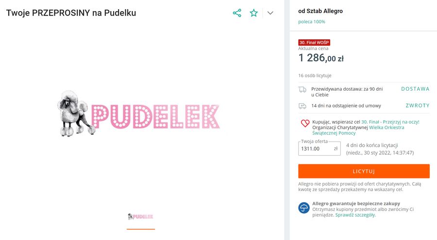 WOŚP: Aukcje na Allegro