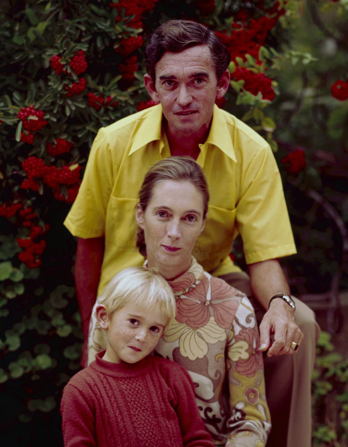 Jane Goodall And Family Appearing On 'The Wild Dogs Of Africa'Unspecified - 1973: (L-R) Hugo van Lawick, Jane Goodall, Hugo Eric Louis van Lawick appearing on the ABC tv special 'The Wild Dogs of Africa'. (Photo by Disney General Entertainment Content via Getty Images)Walt Disney Television Photo Arcdatg201909