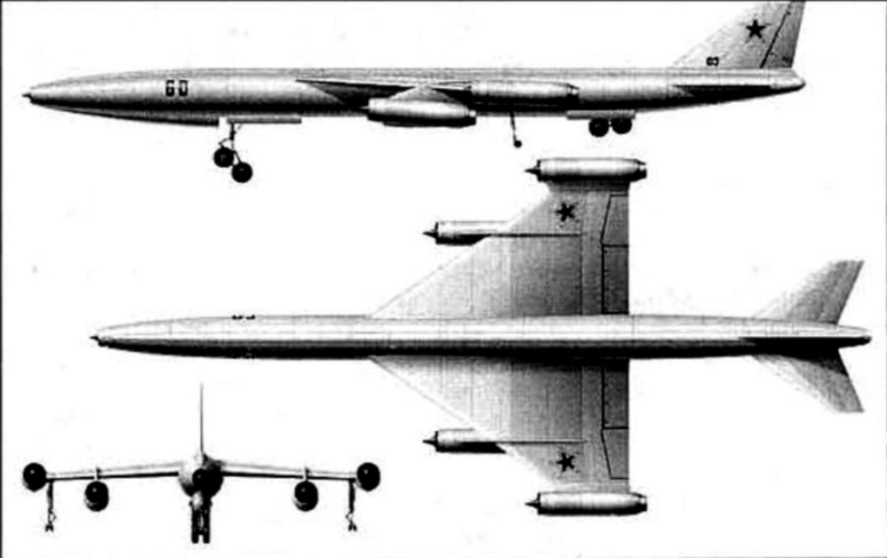 Szkic atomowego bombowca Miasiszczew M-60