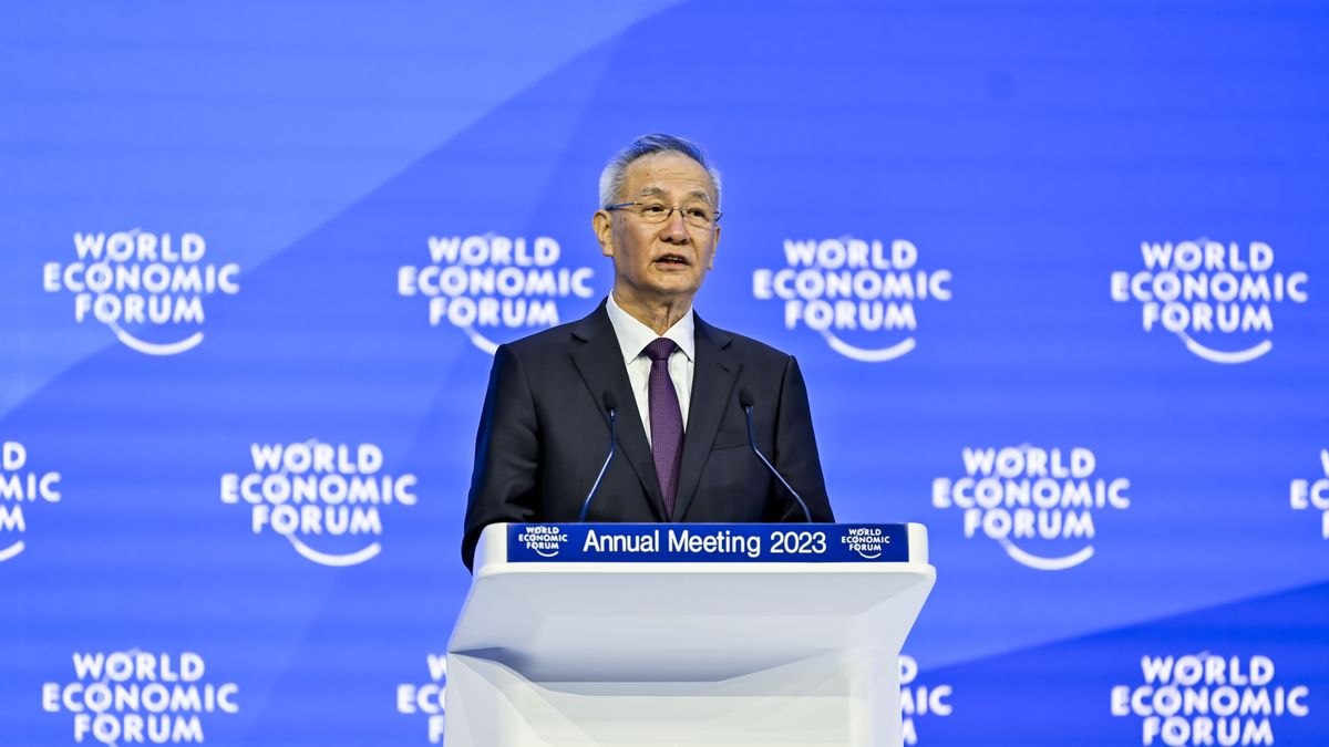 Na zdjęciu Liu He, wicepremier Chin, w trakcie konferencji w Davos