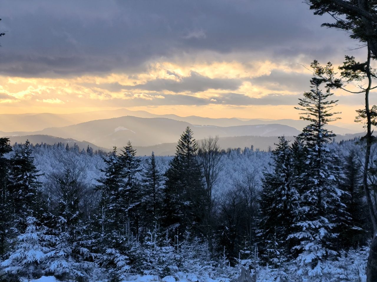 Zachód słońca na Klimczok i Szyndzielnia