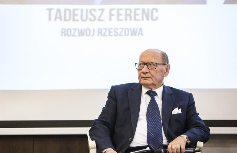 Prezydent Rzeszowa Tadeusz Ferenc podczas kampanii wyborczej.
