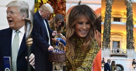 Donald Trump z pomarańczową twarzą straszy dzieci na Halloween (ZDJĘCIA)
