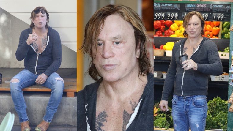 70-letni Mickey Rourke na zakupach w sklepie ze zdrową żywnością