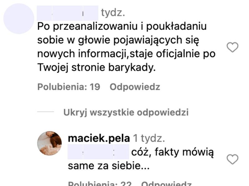 Maciej Pela zareagował na kilka komentarzy o Kaczorowskiej