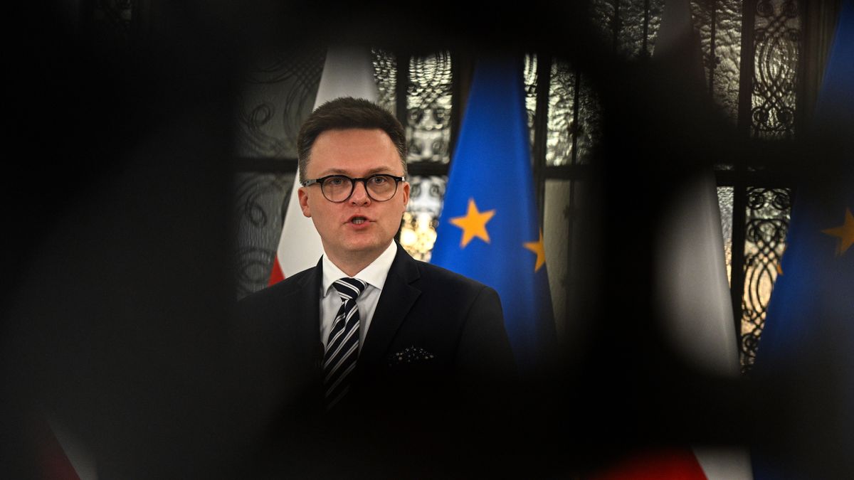 Warszawa, 17.11.2023. Marszałek Sejmu Szymon Hołownia podczas konferencji prasowej po spotkaniu z prezydentem RP w Warszawie, 17 bm. (ad) PAP/Radek Pietruszka