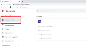 Google Chrome: menu Autouzupełnianie