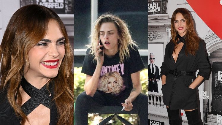 ODMIENIONA Cara Delevingne posyła uśmiechy na imprezie w Paryżu