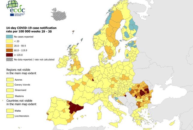 Koronawirus w Europie. Tu jest najgorsza sytuacja. Są też polskie regiony