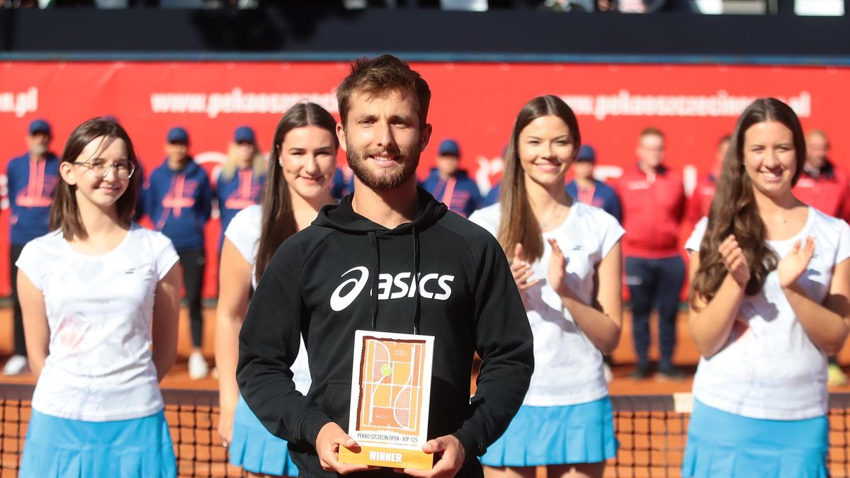 Materiały prasowe / Pekao Szczecin Open / Na zdjęciu: Corentin Moutet, triumfator Pekao Szczecin Open 2022