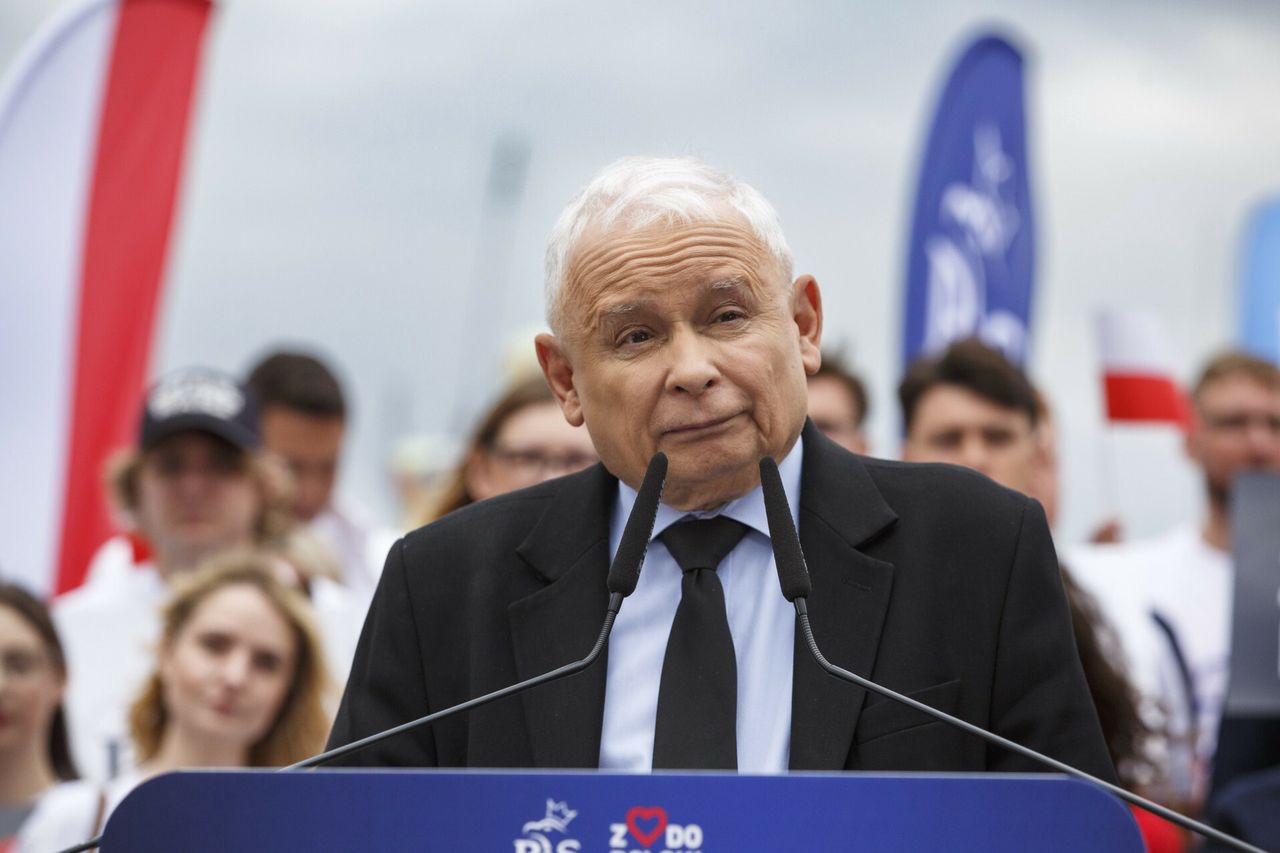 Jarosław Kaczyński na jednym z pikników organizowanych przez PiS