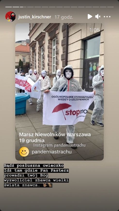 Justin Kirschner też jest antyszczepionkowcem