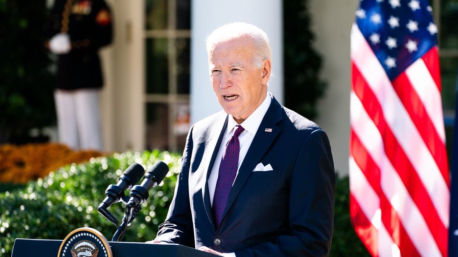 WASHINGTON, DC  October 25, 2023:

US President Joe Biden delivers remarks during a joint press conference with Prime Minister Anthony Albanese of Australia in the Rose Garden of the White House on Wednesday October 25, 2023.
(Photo by Demetrius Freeman/The Washington Post via Getty Images)