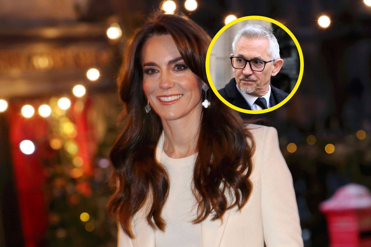 In the photo: Duchess Kate, in the frame Gary Lineker (photo by Karwai Tang/WireImage)