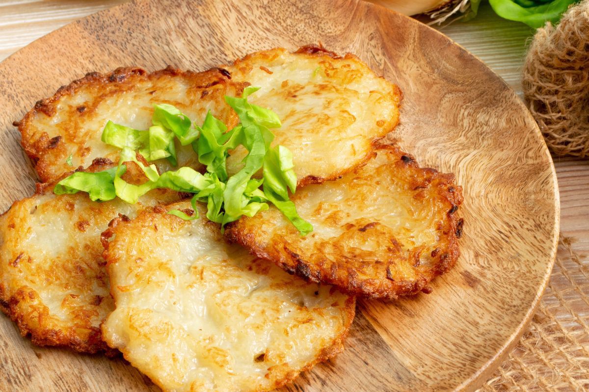 Enjoy potato pancakes while slimming down. A less caloric and healthier version