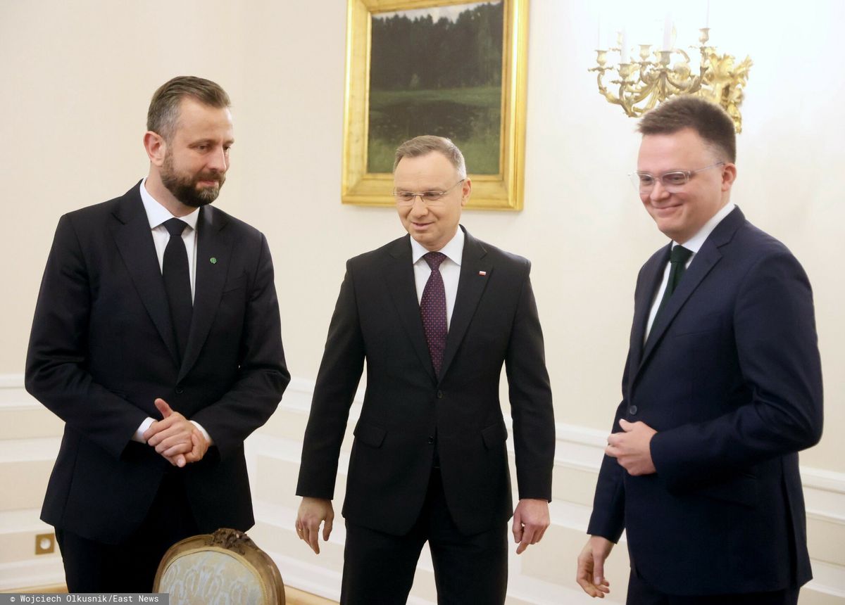 Konsultacje ws. nowego rządu w Pałacu Prezydenckim. Liderzy Trzeciej Drogi na spotkaniu z Andrzejem Dudą.
