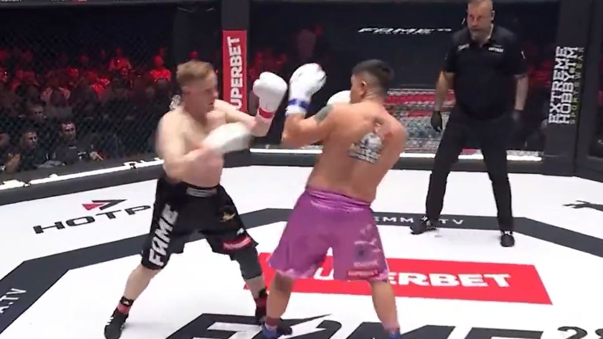 Materiały prasowe / Fame MMA / Na zdjęciu: Bartosz Żukowski vs Szalony Reporter