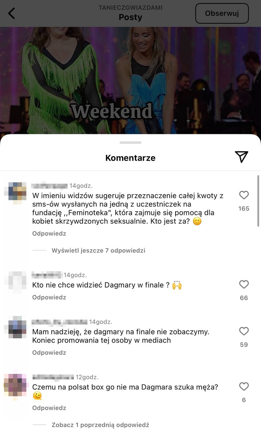 Widzowie komentują wpis "Tańca z Gwiazdami"