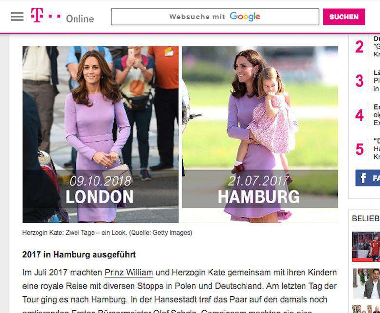 Niemiecki portal o stylizacji księżnej Kate