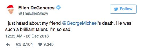 Ellen DeGeneres - Geroge Michael nie żyje, kondolencje