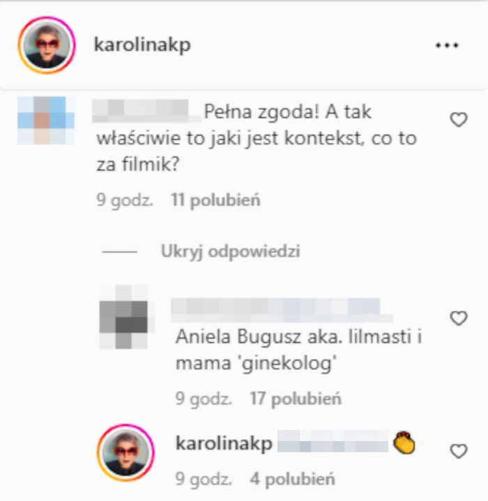 Komentarze pod postem Karoliny Korwin Piotrowskiej