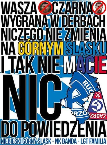 Plakat, który został zamieszczony na jednym z fan page'ów FC Ruchu Chorzów