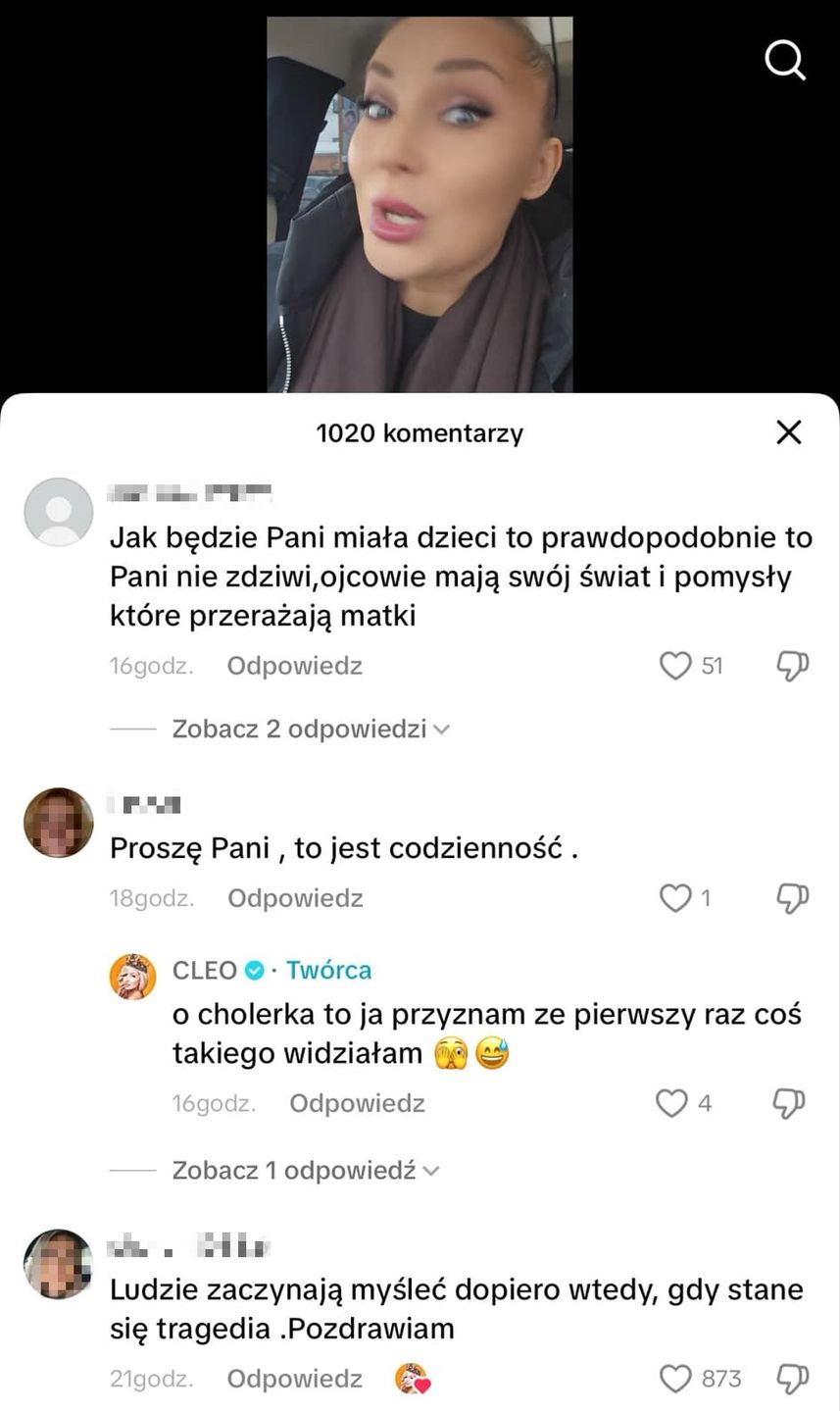 Komentarze pod postem Cleo