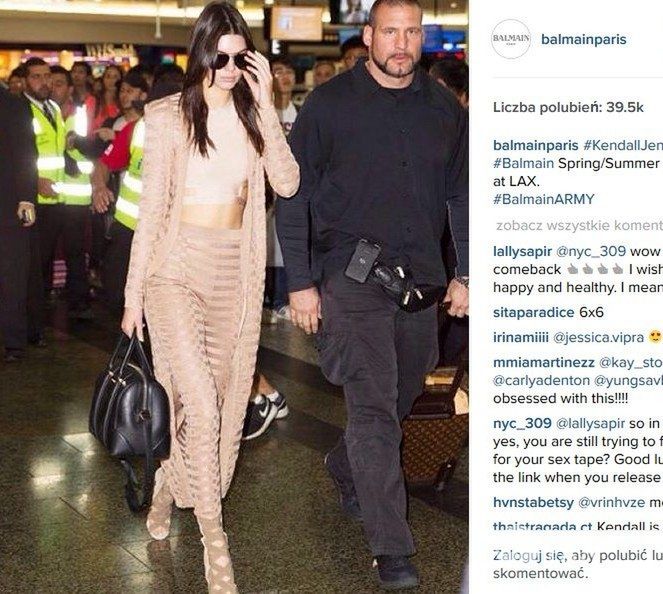 Kendall Jenner w kreacji Balmain z kolekcji na wiosnę-lato 2016 (fot. Instagram)
