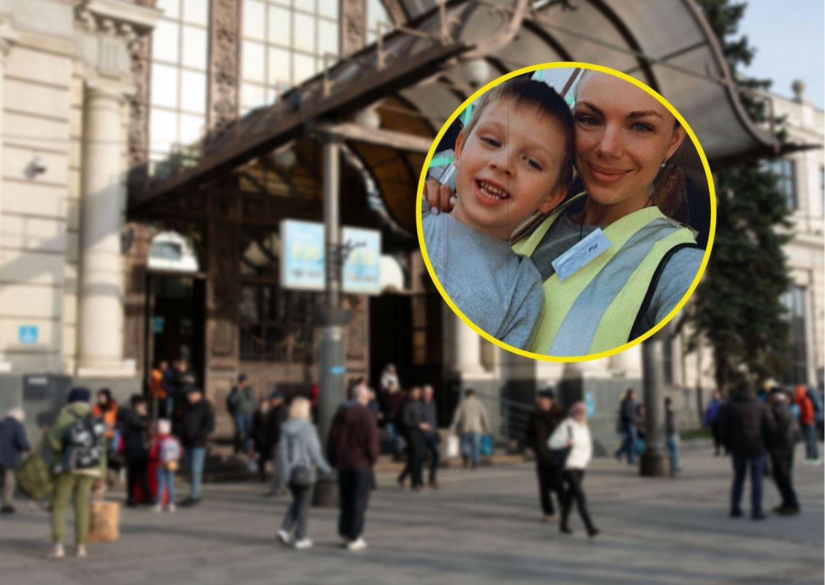 Mateusz i jego mama codziennie pomagają na dworcu kolejowym we Lwowie 