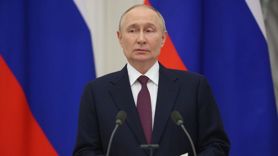 MOSCOW, RUSSIA - JULY 5: (RUSSIA OUT) Russian President Vladimir Putin speeches during a joint press conference after Russian-Hungarian talks at the Senat Palace of the Moscow's Kremlin on July 5, 2024 in Moscow, Russia. Hingarian Prime Minister Orban arrived to Moscow after his talks with Ukrainian President Volodymyr Zelensky in Kyiv. (Photo by Contributor/Getty Images)