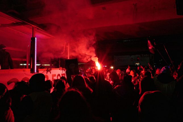 Warszawa. Protest na rondzie Czterdziestolatka