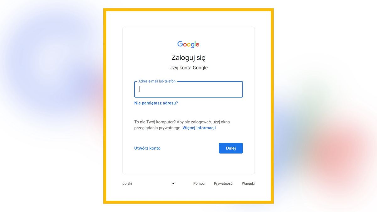Logowanie na konto Google