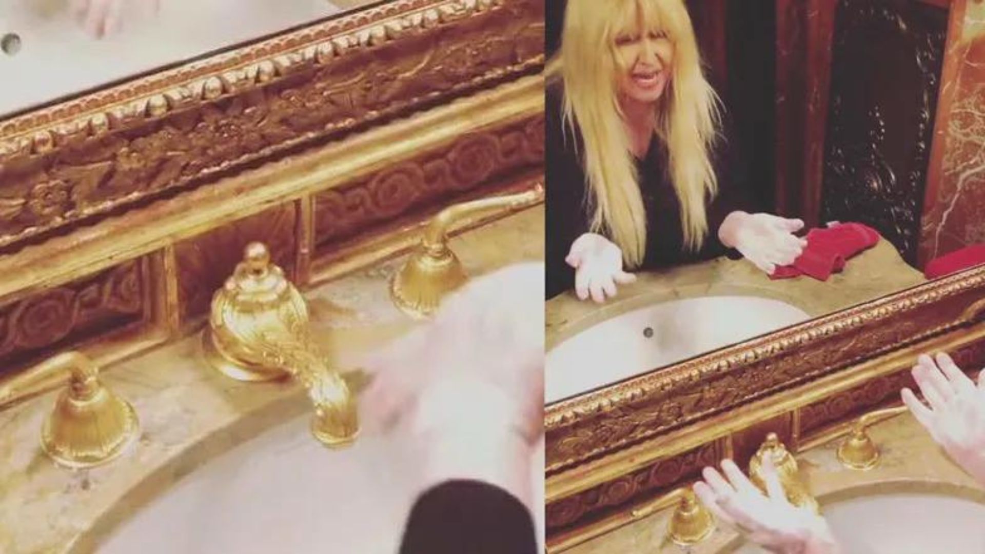 Złote krany w łazience