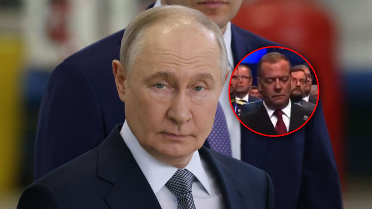 Miedwiediew przyłapany na przemówieniu Putina.