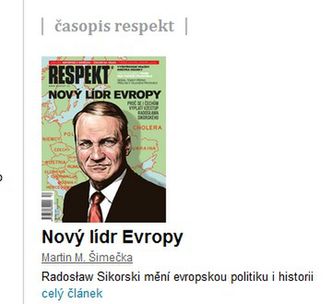 Sikorski - "nowym liderem Europy" według czeskiego magazynu "Respekt"