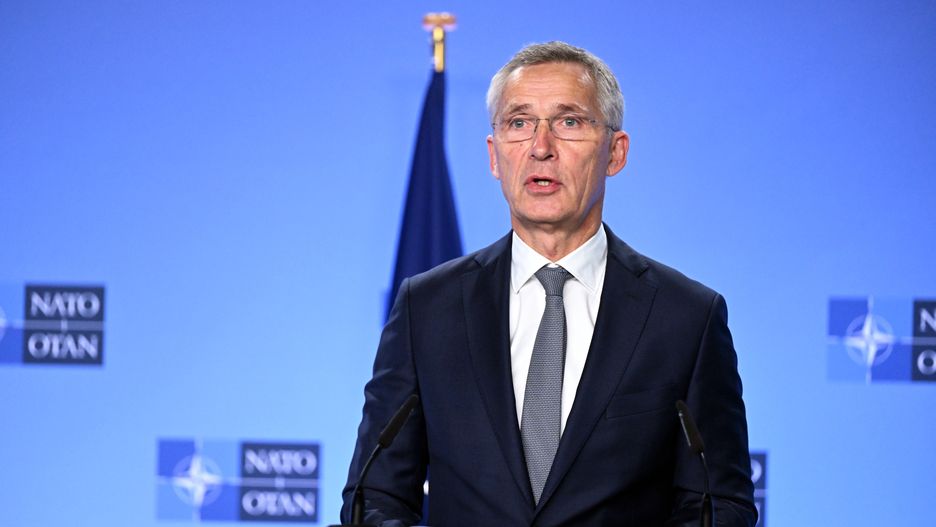 BRUSSELS, BELGIUM - OCTOBER 26: NATO Secretary General Jens Stoltenberg speaks during a joint press conference with Moldovan Prime Minister Dorin Recean (not seen) in Brussels, Belgium on October 26, 2023. (Photo by Dursun Aydemir/Anadolu via Getty Images)