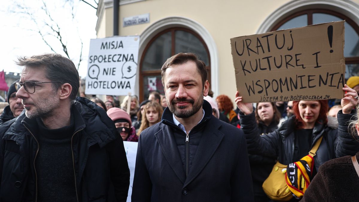 Aleksander Miszalski na proteście na Kazimierzu