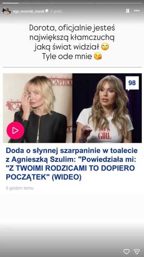 Agnieszka Woźniak-Starak zarzuca Dodzie kłamstwo